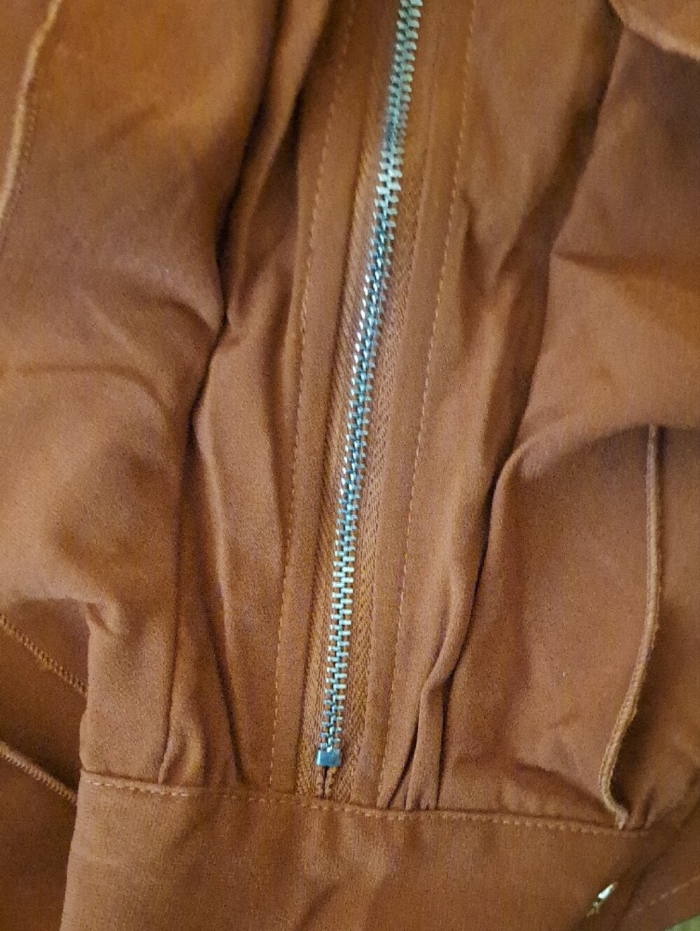 Blouse Rust Ruffle-Trim Zip Sleeve Amazing! - Picture 4 of 4